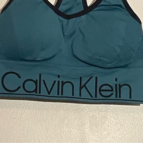 Calvin Kline S/P/CH performance quick dry sports Bra green with black trim - Picture 3 of 7